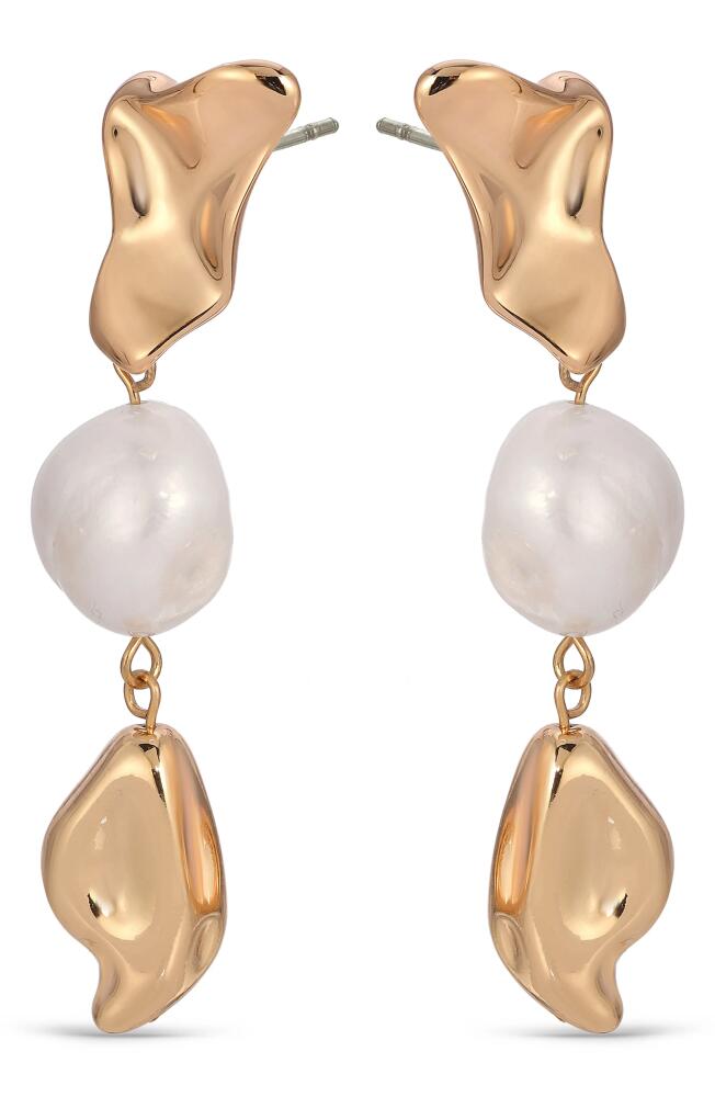 Ettika Cultured Freshwater Pearl Molten Drop Earrings in Gold Cover