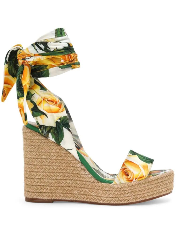 Dolce & Gabbana floral-print wedge sandals - Green Cover