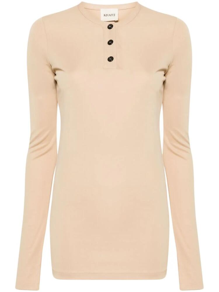 KHAITE Byron Henley-neck T-shirt - Neutrals Cover