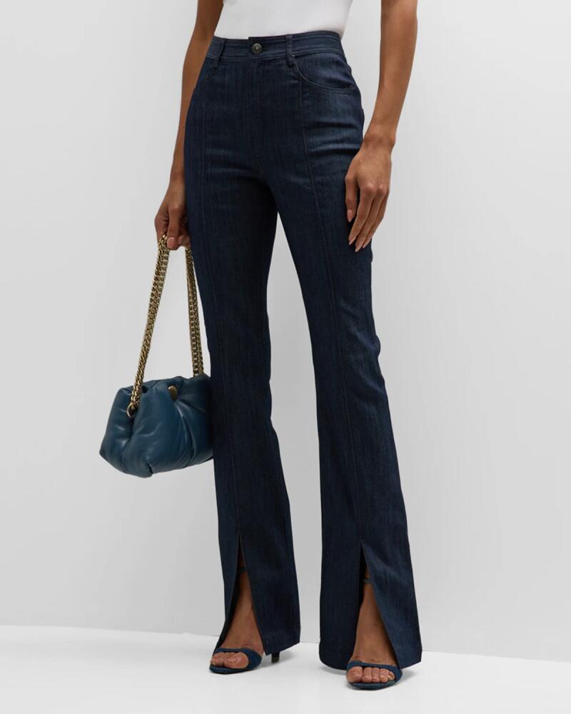 Cinq a Sept Shanis High-Rise Slit-Cuff Denim Bootcut Pants Cover