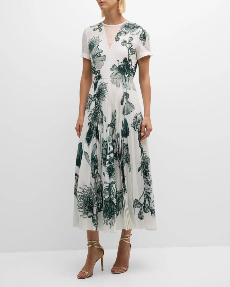 Jason Wu Collection Pincushion Floral Pleated Maxi Dress Cover