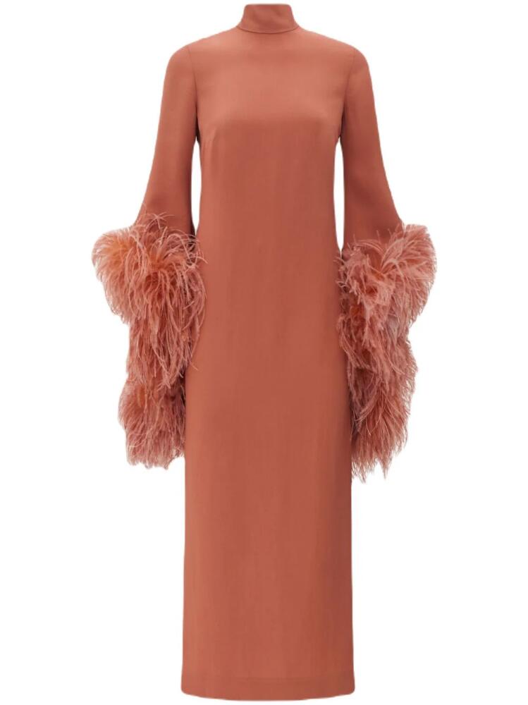 Taller Marmo Del Rio feather-trim midi dress - Orange Cover