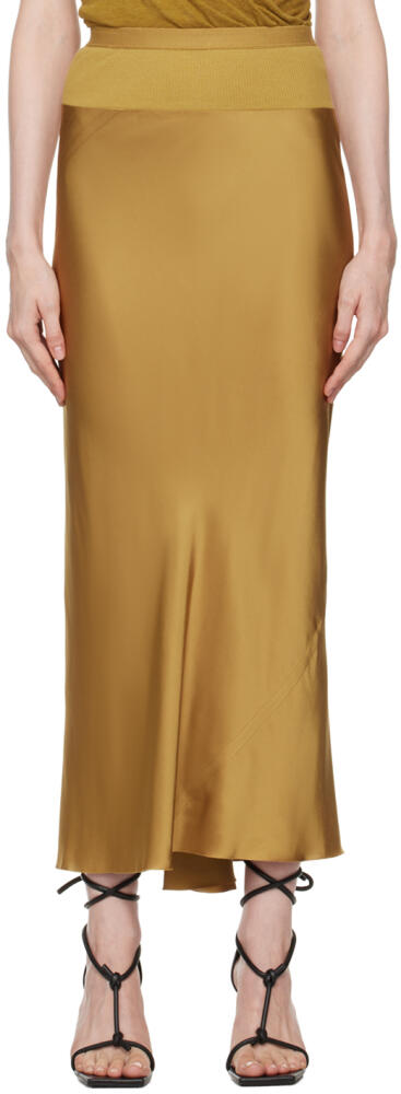 Rick Owens Tan Porterville Calf Bias Midi Skirt Cover