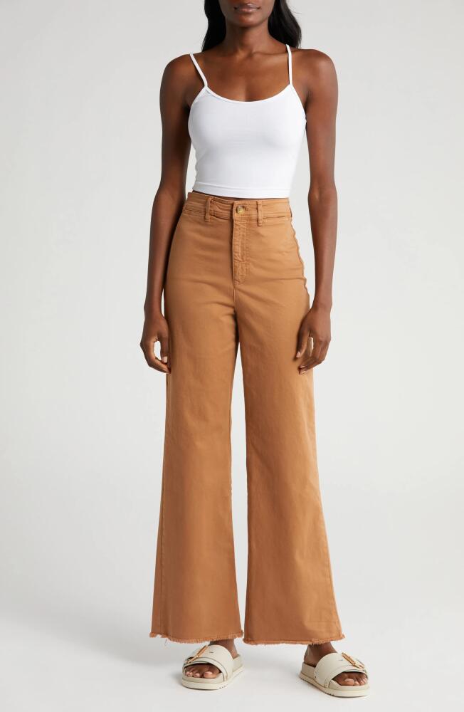 Marine Layer Bridget High Waist Raw Hem Wide Leg Pants in Tobacco Cover