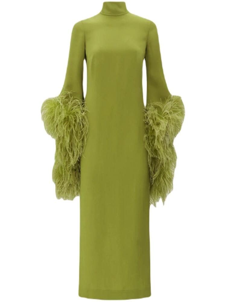 Taller Marmo Del Rio feather-trim midi dress - Green Cover