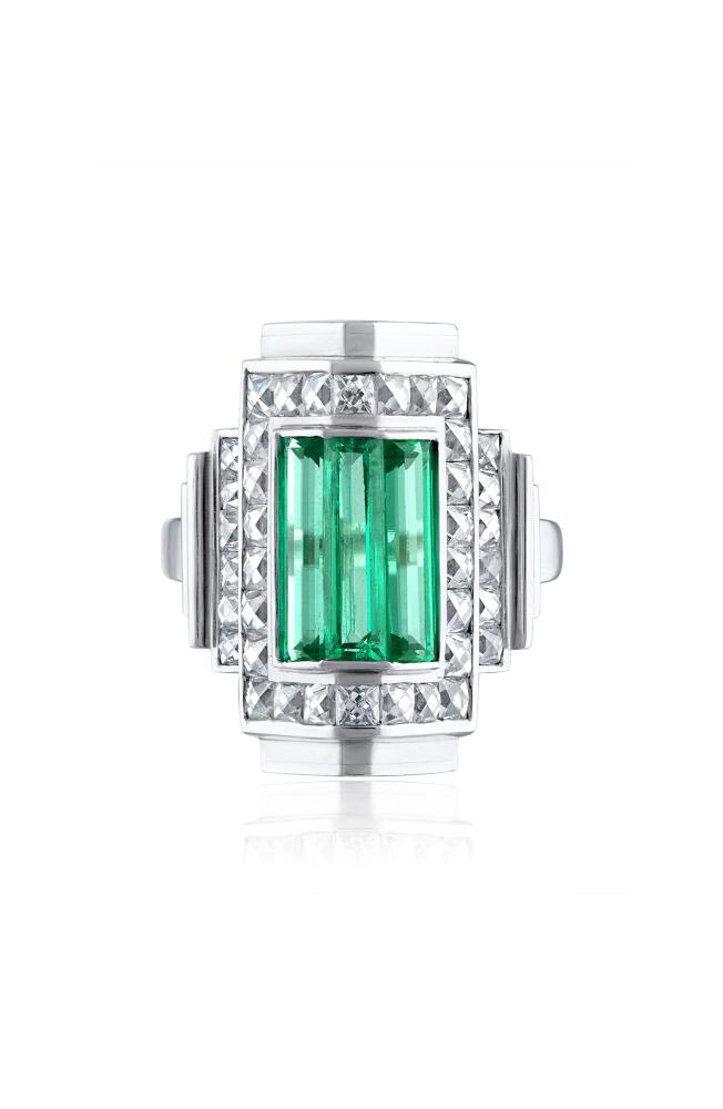 Mindi Mond Icon Colombian Emerald & Diamond Step Ring in Platinum Cover