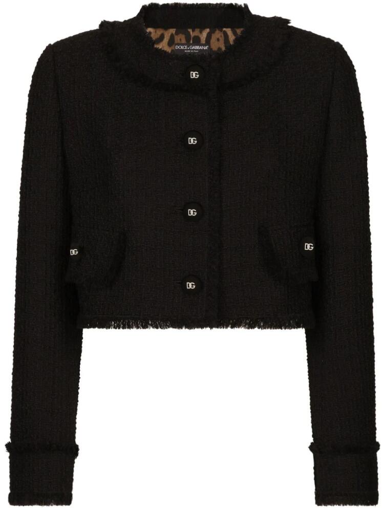 Dolce & Gabbana DG-buttons cropped tweed jacket - Black Cover