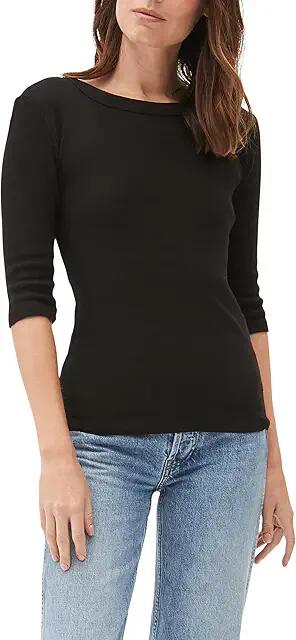 Michael Stars 1X1 Cotton Dot Basic Band Crew Neck Tee (Black) Women's Clothing Cover