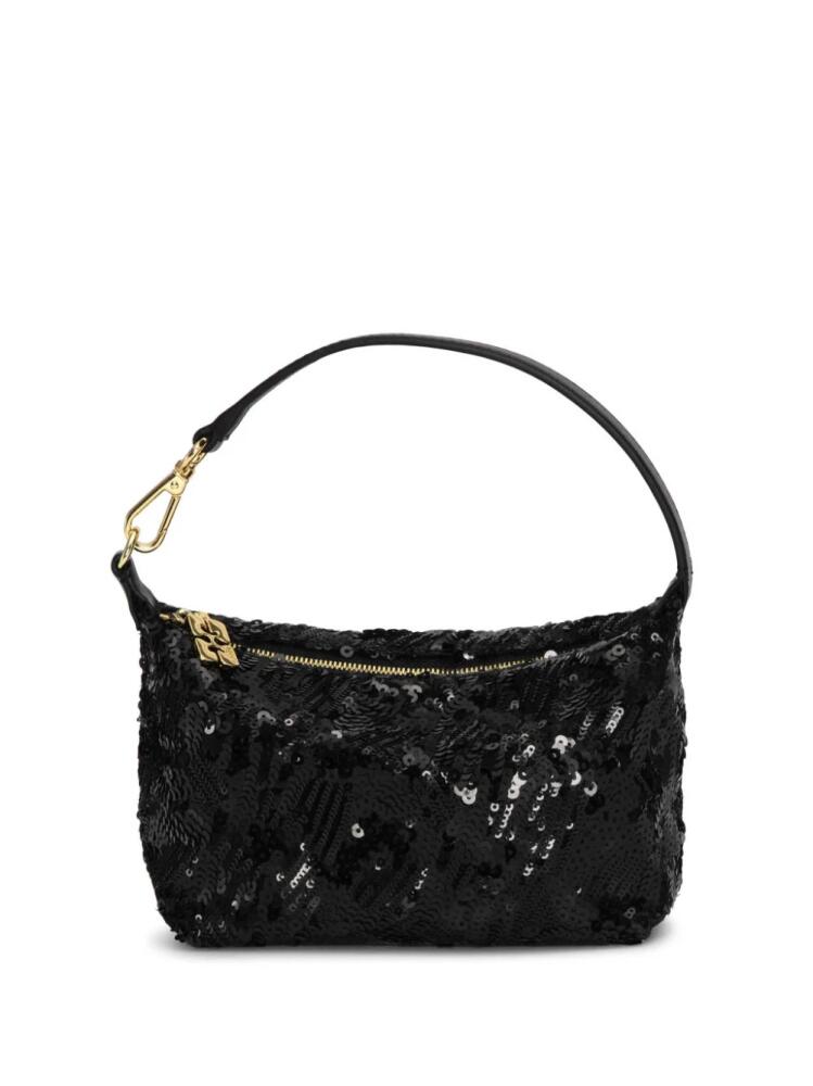 GANNI small Butterfly sequin-embellished pouch - Black Cover