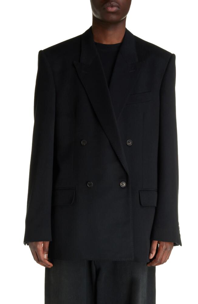 Balenciaga Regular Fit Double Breasted Wool Blazer in Black Cover