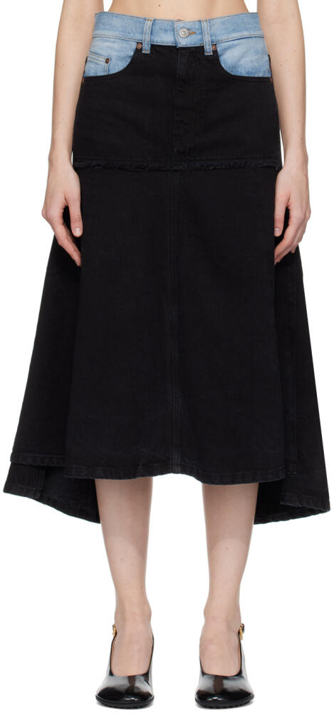 Victoria Beckham Black Patched Midi Skirt Cover