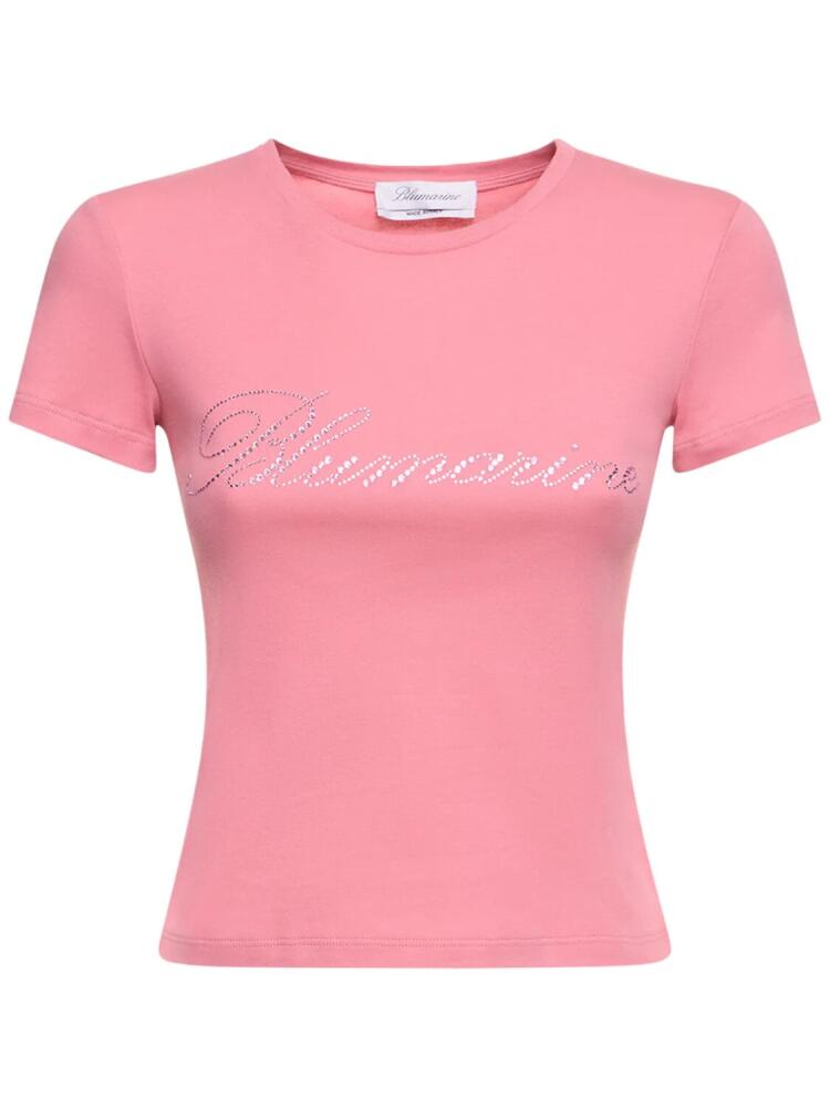 BLUMARINE Crystal Logo Cotton Jersey T-shirt Cover