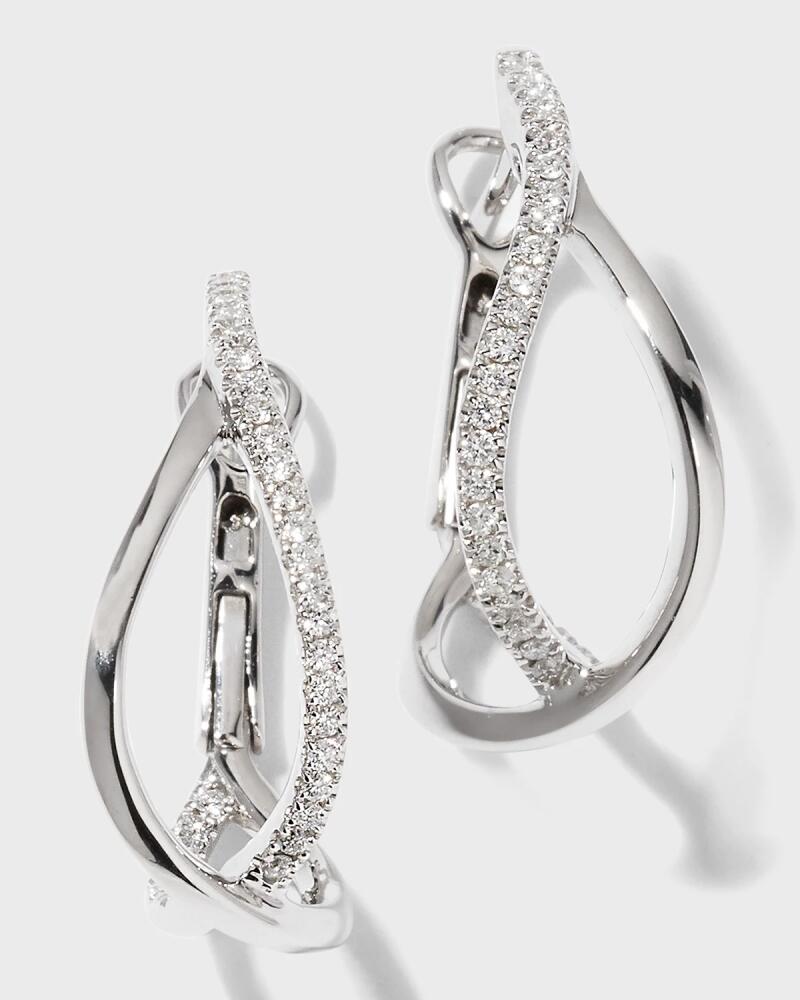 Frederic Sage 18K White Gold Small Diamond Crossover Hoop Earrings Cover