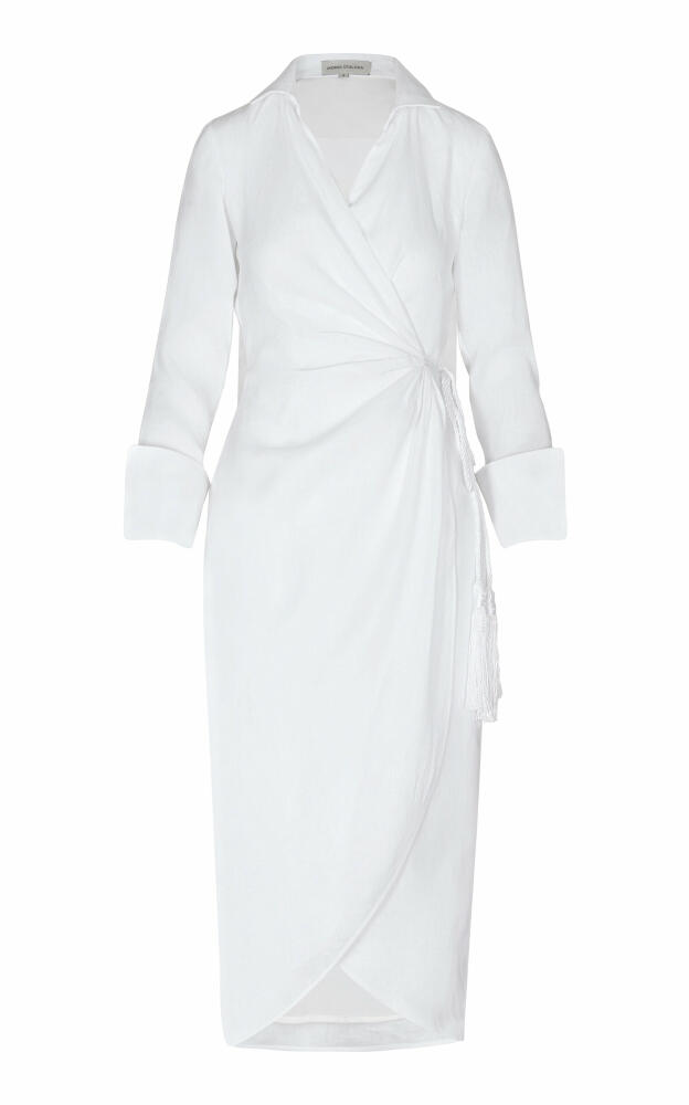 Andres Otalora - Santa Clara Linen Midi Wrap Dress - Off-White Cover