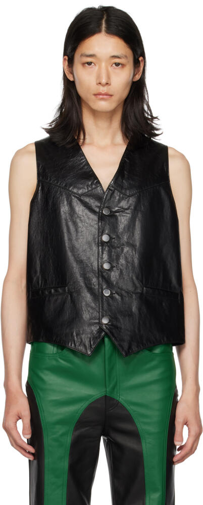 Theophilio SSENSE Exclusive Black Leather Vest Cover