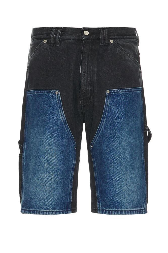 Aries Colourblocked Denim Carpenter Short in Denim-Medium Cover