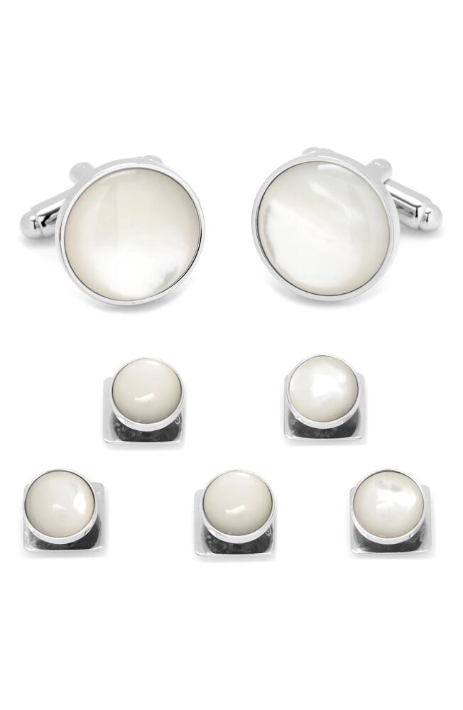 Cufflinks, Inc. Mother-of-Pearl Cuff Links & Studs Set in White Cover