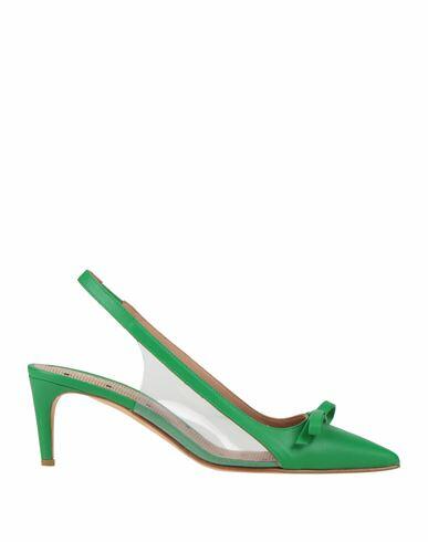 Red(v) Woman Pumps Green Leather Cover