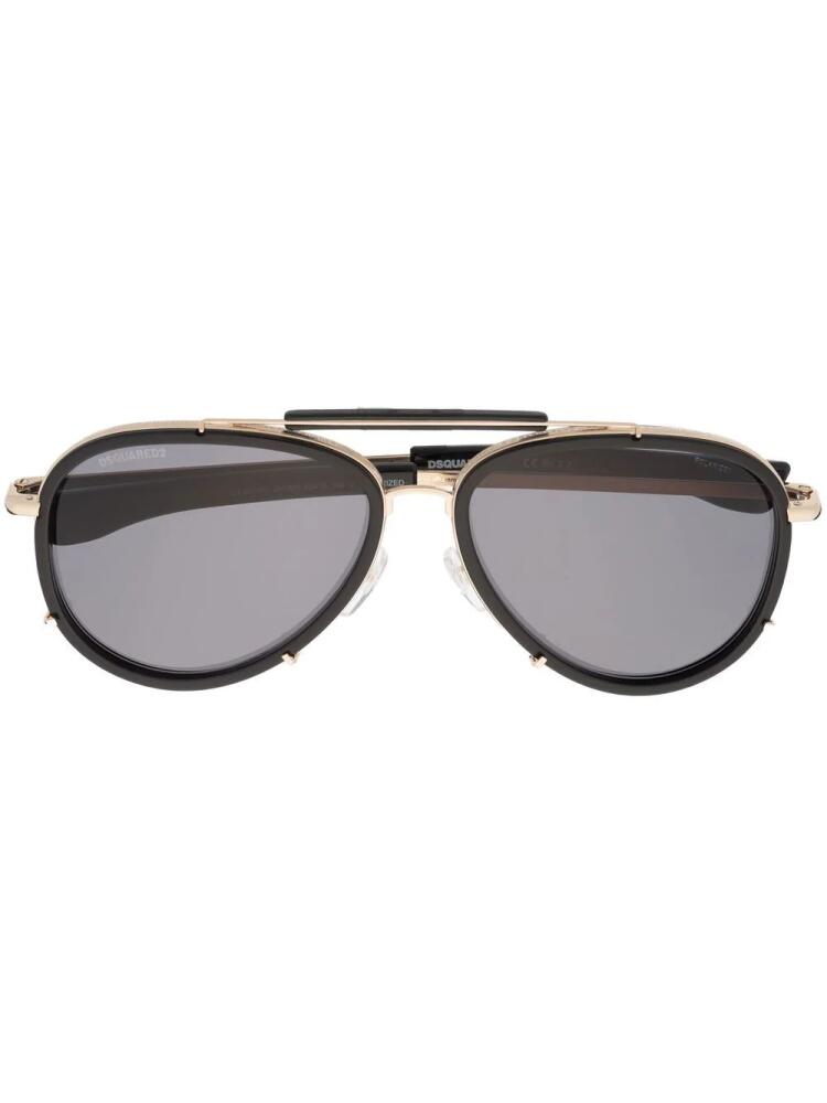 DSQUARED2 EYEWEAR pilot-frame logo-debossed sunglasses - Black Cover