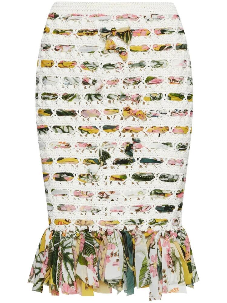 Oscar de la Renta floral-print crochet skirt - Neutrals Cover