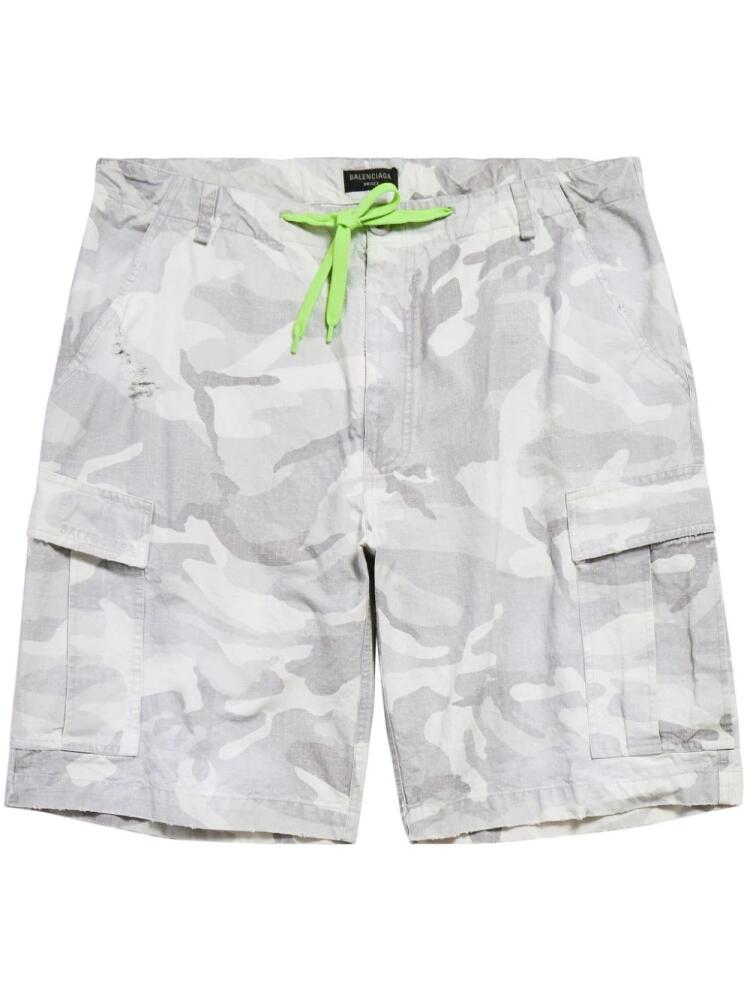 Balenciaga Cargo camo-print cotton shorts - Grey Cover