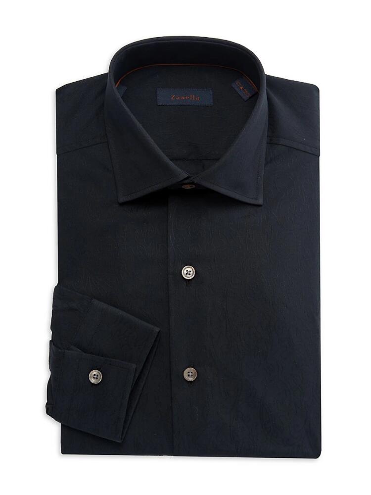 Zanella Men's Spread Collar Dress Shirt - Black Cover