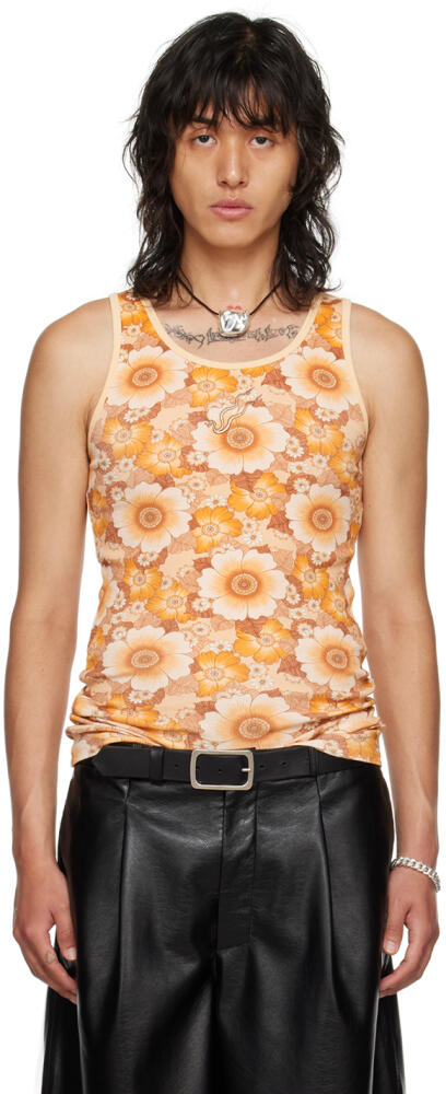 LU'U DAN Orange Floral Tank Top Cover