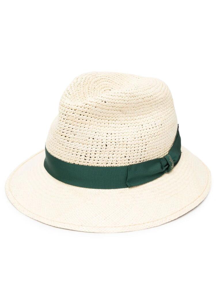 Borsalino ribbon-detail sun hat - Neutrals Cover