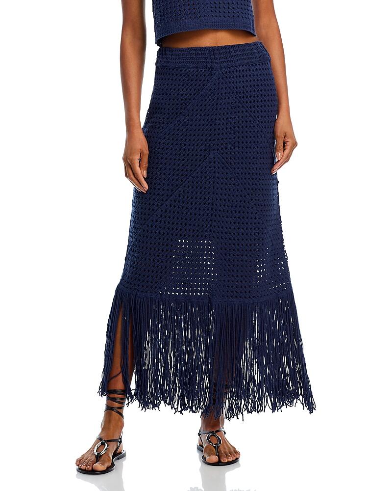 Aqua Crochet Fringe Maxi Skirt - Exclusive Cover