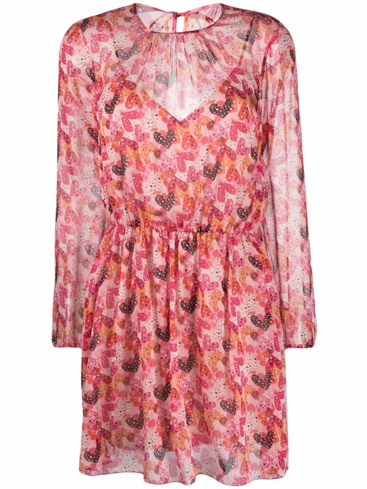 RED Valentino heart-print long sleeved mini dress - Pink Cover