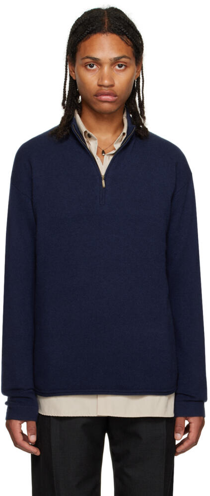 Guest in Residence Navy Half-Zip Sweater Cover