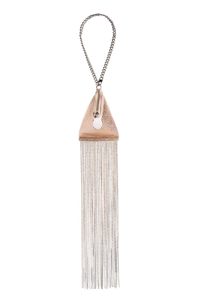 Stella McCartney Crystal Fringe Satin Triangle Pouch in Peach Cover