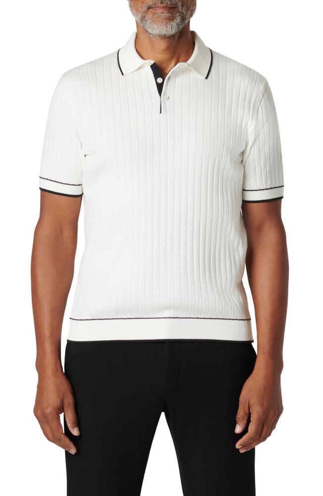 Bugatchi Rib Knit Polo in Chalk Cover