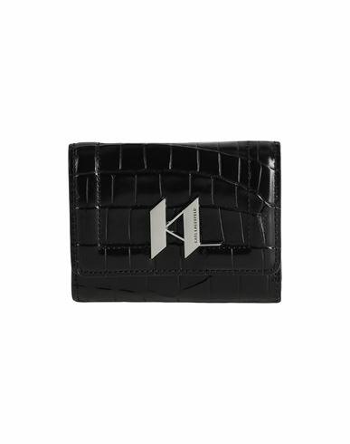 Karl Lagerfeld K/saddle Croc Sm Wlt Woman Wallet Black Bovine leather Cover