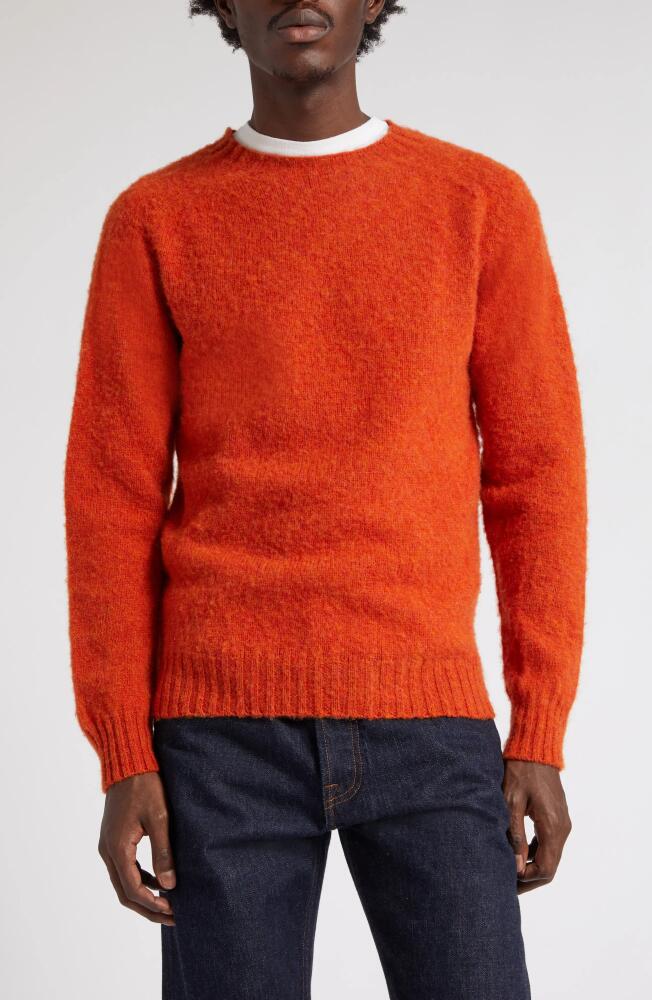 Drake's Brushed Wool Crewneck Sweater in Orange Cover