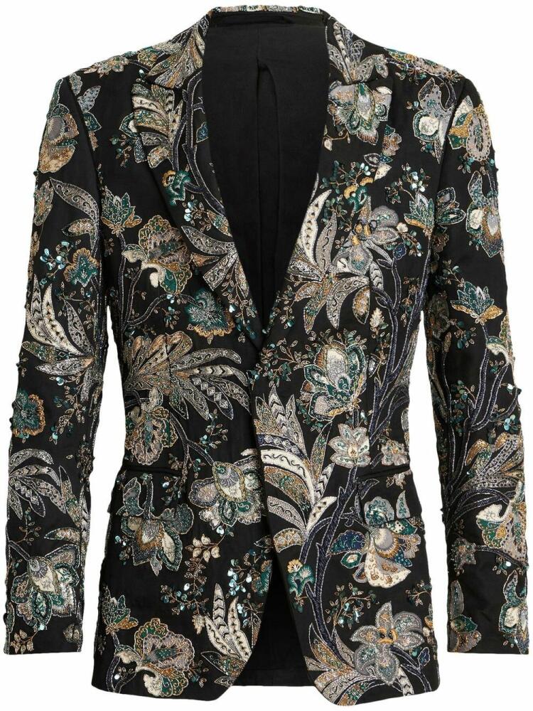 ETRO floral-jacquard single-breasted blazer - Black Cover