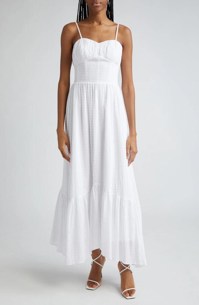 Ramy Brook Laylah Seersucker Maxi Sundress in Ivory Textured Cotton Cover