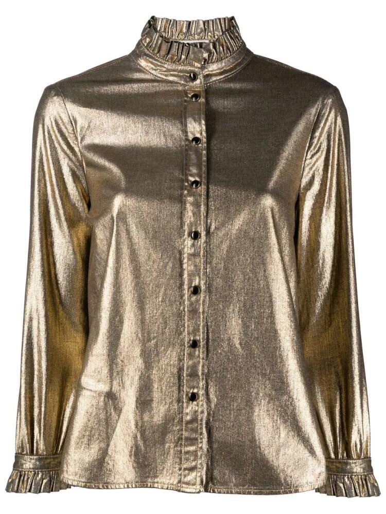 Saint Laurent ruffled collar metallic blouse - Yellow Cover