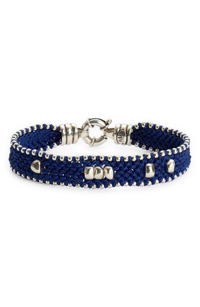 Gas Bijoux Colin Silver Bead Woven Bracelet in Silver /Blue Cover