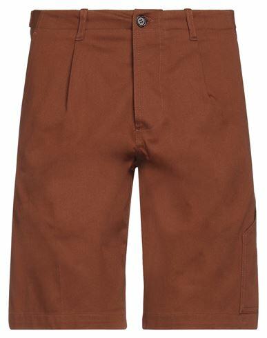 Paolo Pecora Man Shorts & Bermuda Shorts Brown Cotton, Elastane Cover