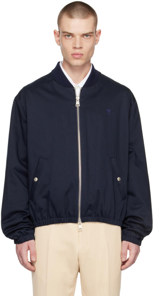 AMI Paris Navy Ami De Cœur Bomber Jacket Cover