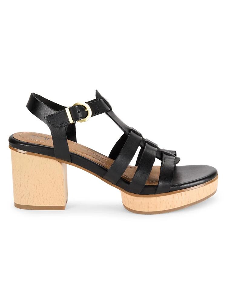 Earth Women's Etadona Block Heel Leather Sandals - Black Cover