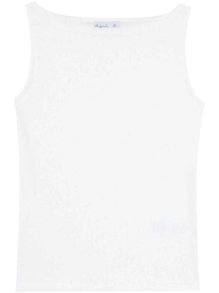 agnès b. boat-neck cotton tank top - White Cover