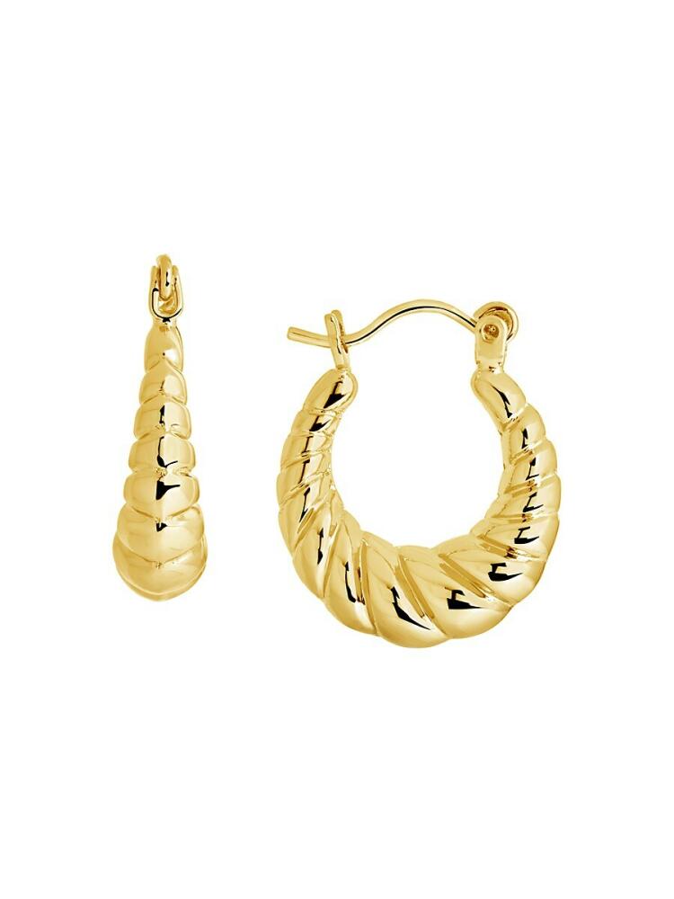 Sterling Forever Women's 14K Goldplated Stainless Steel Croissant Hoop Earrings Cover