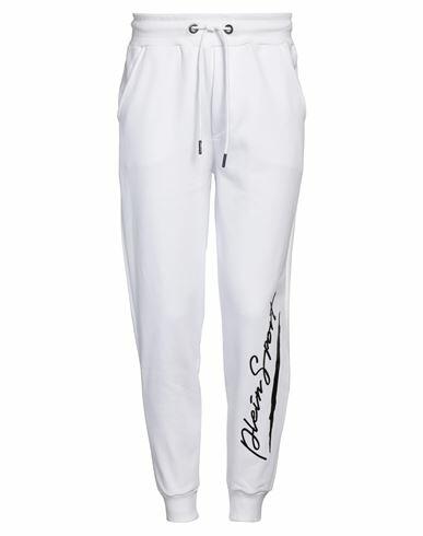 Plein Sport Man Pants White Cotton, Polyester Cover