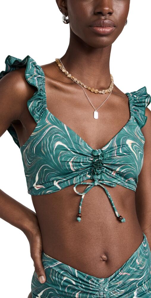 Sea Amara Marble Print Bikini Top Green Cover