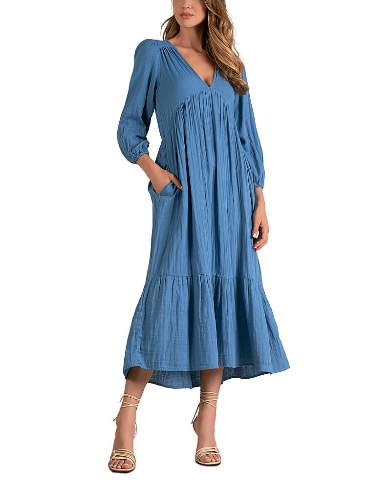 Elan V Neck Tiered Maxi Dress Cover