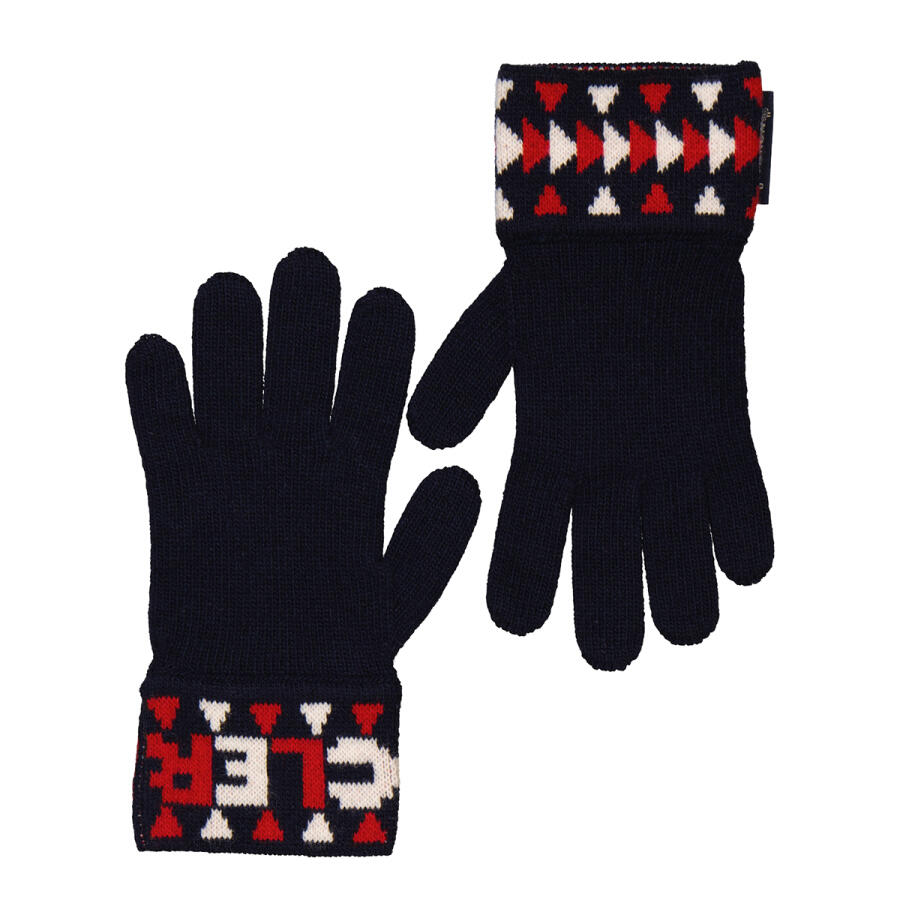 Moncler Boys Navy Intarsia Logo Knitted Wool Gloves, Cover