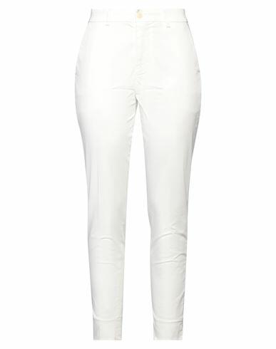 (+) People Woman Pants White Cotton, Elastane Cover