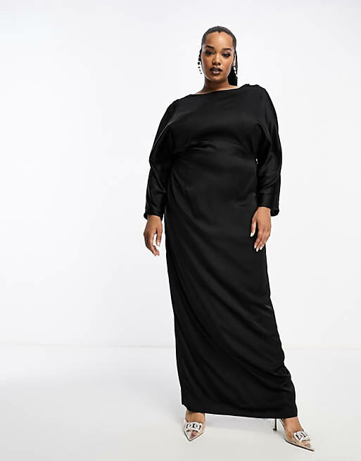 TFNC Plus cowl neck maxi dress in black Cover